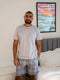 Men summer pajama set Grey T-shirt + Light Grey X Grey Glen Plaid Short